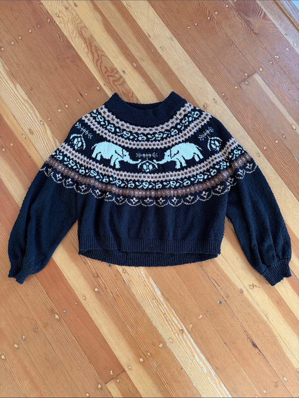 Free People Nellie Elephant Fair Isle Slouchy Sweater Large
